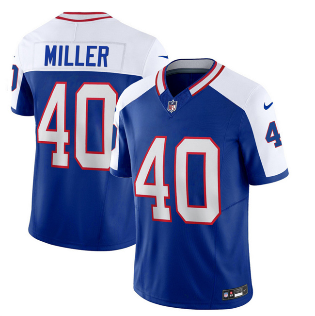 Men's Buffalo Bills #40 Von Miller Blue/White 2023 F.U.S.E. Throwback Vapor Untouchable Limited Football Stitched Jersey